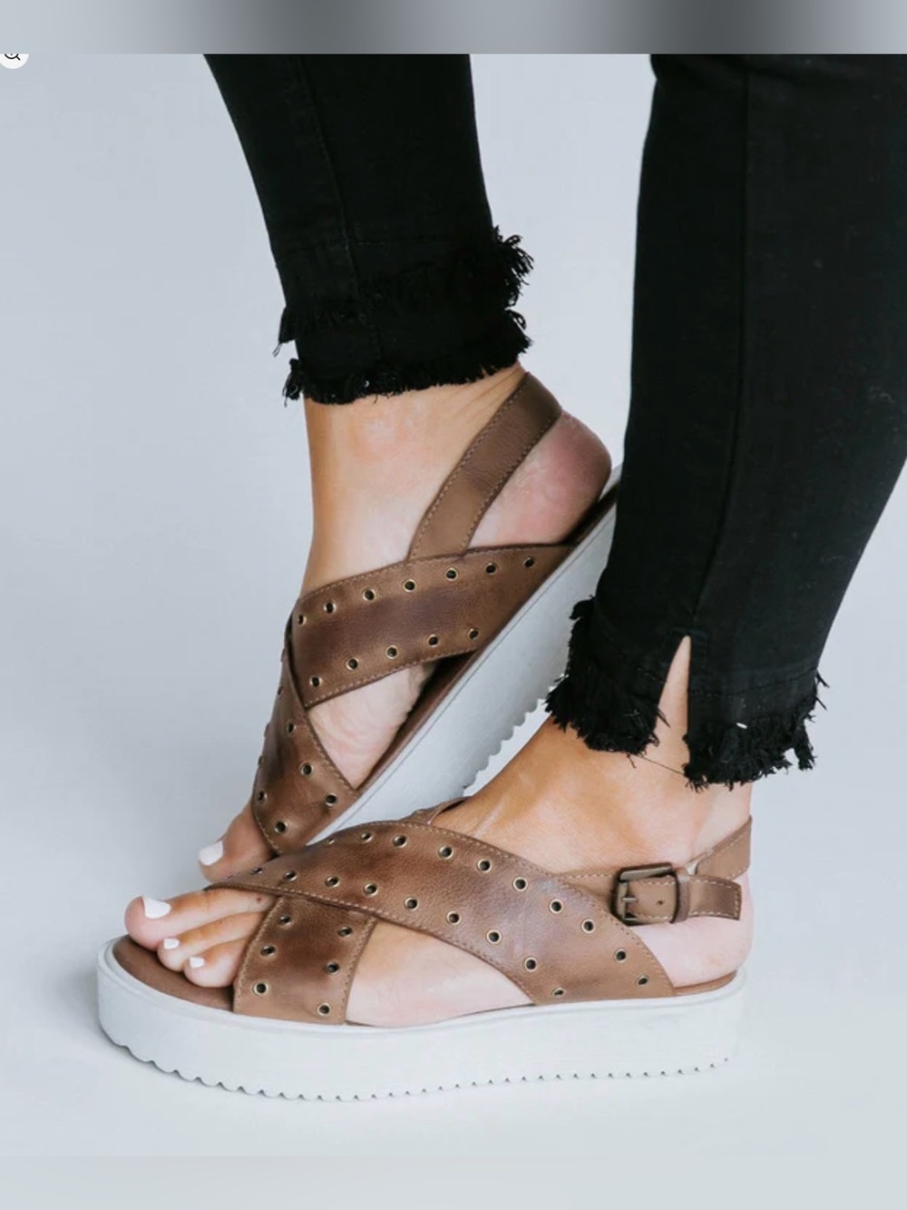 ROAN by Bed Stu Hali Platform Leather women’s Sandal bosco bone Sz 7.5 boho